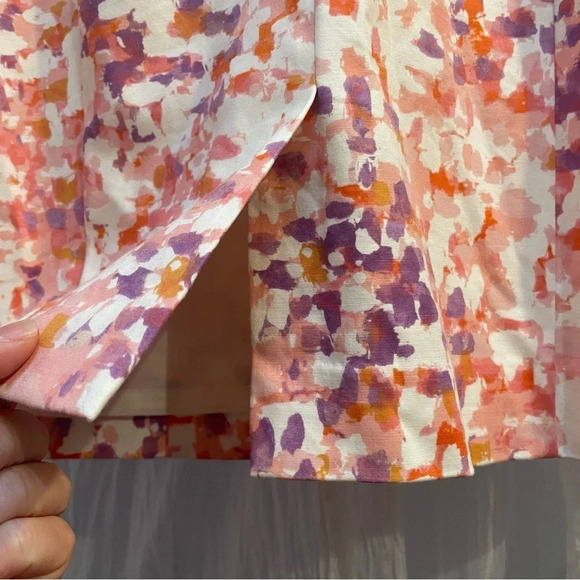 Ann Taylor Pink Purple Cream Abstract Sleeveless Sheatb Dress Petite, LP/14P - Picture 11 of 13